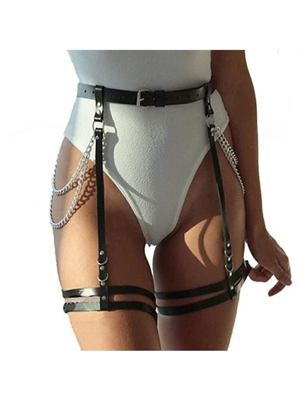 Belly Waist Chain Belt Leather Body Harness Leg Garter Jewelry Cosplay BDSM NWT